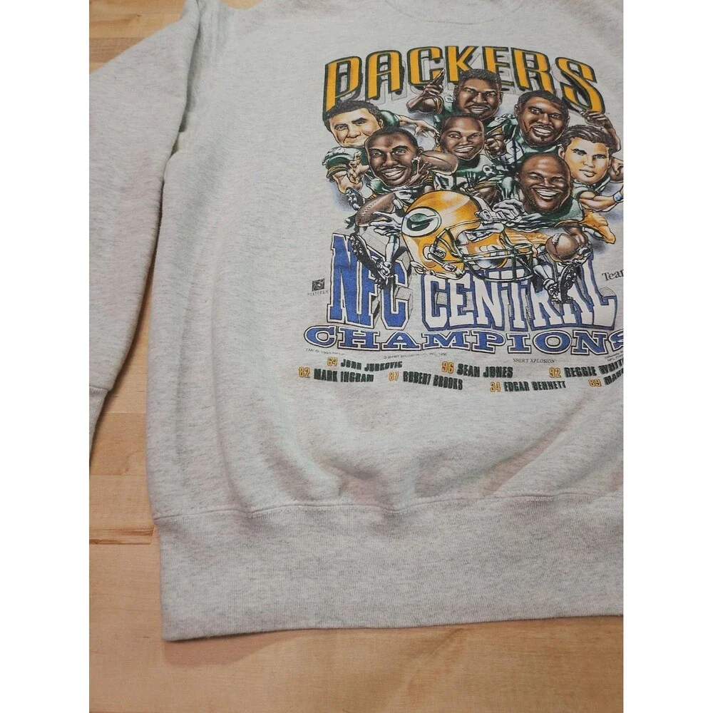 Vtg 1995 Green Bay Packers Sweatshirt XL Fruit of the Loom NFC Caricature 90s